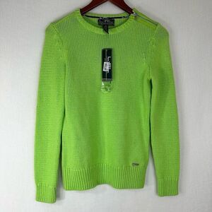 Lauren Ralph Lauren Active Lime Green Knit Sweater Womens Small NWT Elbow Pads
